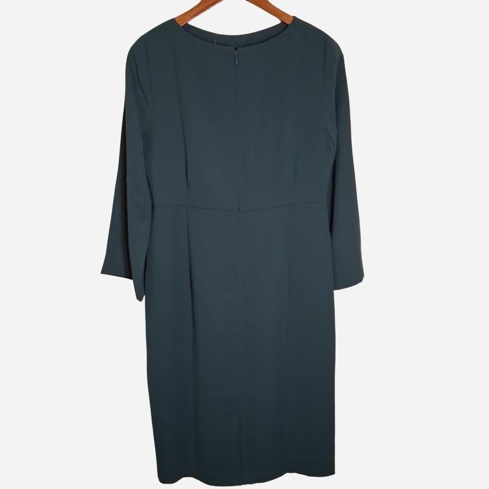 Womens J Jill teal midi dress with 3/4 sleeves sleeve has a slight bell - Picture 5 of 6